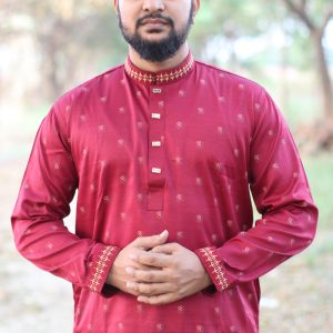 Exclusive Premium Maroon Printed Panjabi 506