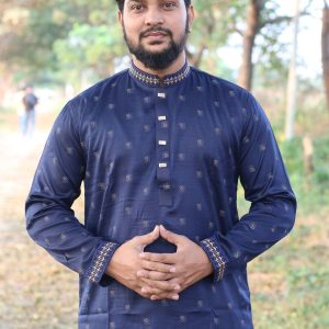 Exclusive Premium Navy Blue Printed Panjabi 507