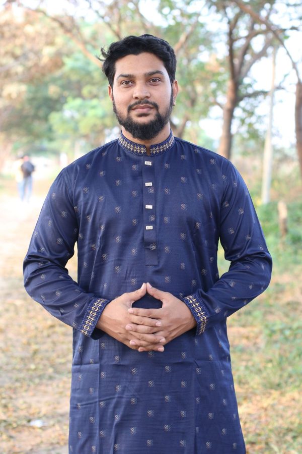 Exclusive Premium Navy Blue Printed Panjabi 507