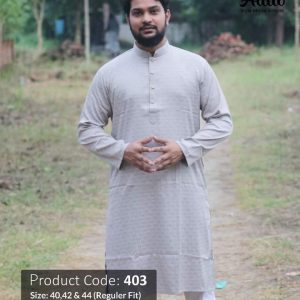 Exclusive Cotton Printed Panjabi Gray 403
