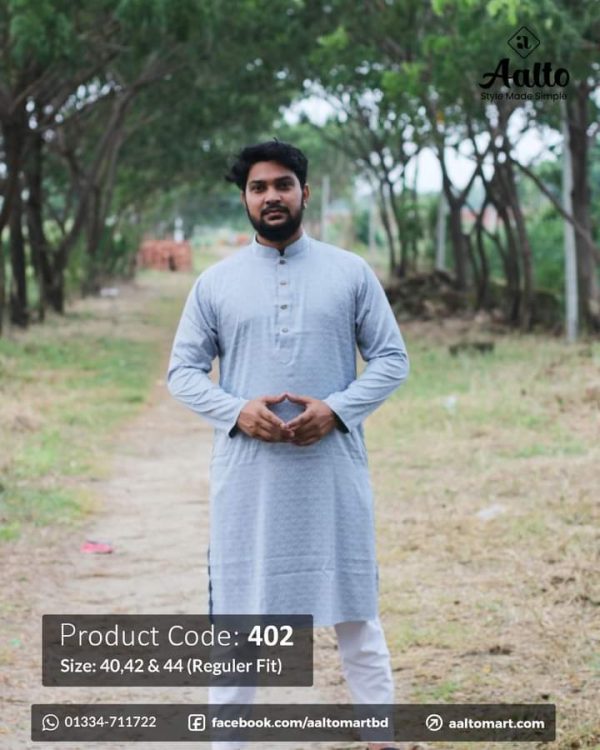 Exclusive Cotton Printed Panjabi Ash 402