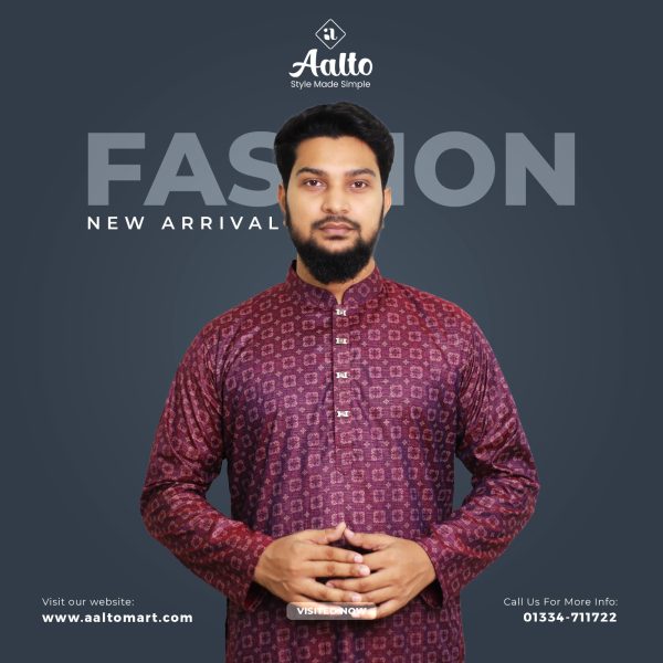 Exclusive Tuilo Digital Printed Panjabi Maroon 201