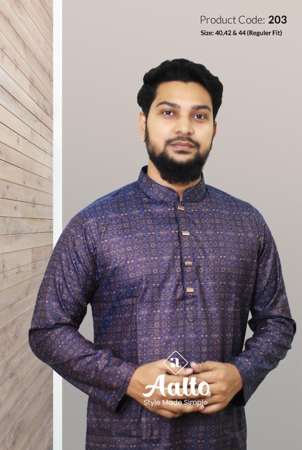 Exclusive Tuilo Digital Printed Panjabi Navy Blue 203