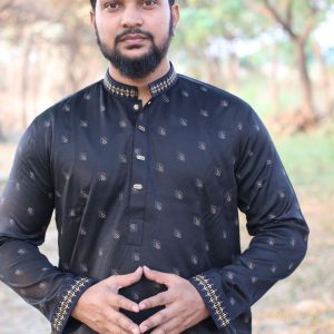 Exclusive Premium Black Printed Panjabi 508
