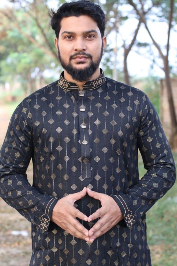 Exclusive Black Afsan Printed Panjabi 503