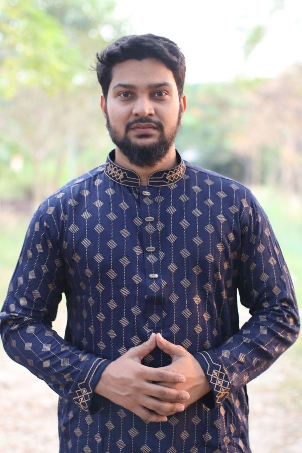 Exclusive Navy Blue Afsan Printed Panjabi 504