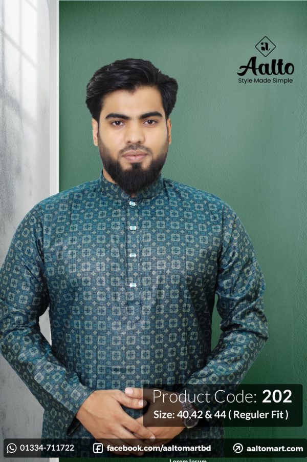 Exclusive Tuilo Digital Printed Panjabi Sea Green 202