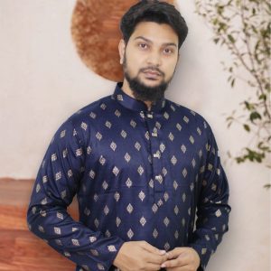 Exclusive Afsan Digital Printed Panjabi Navy Blue 102