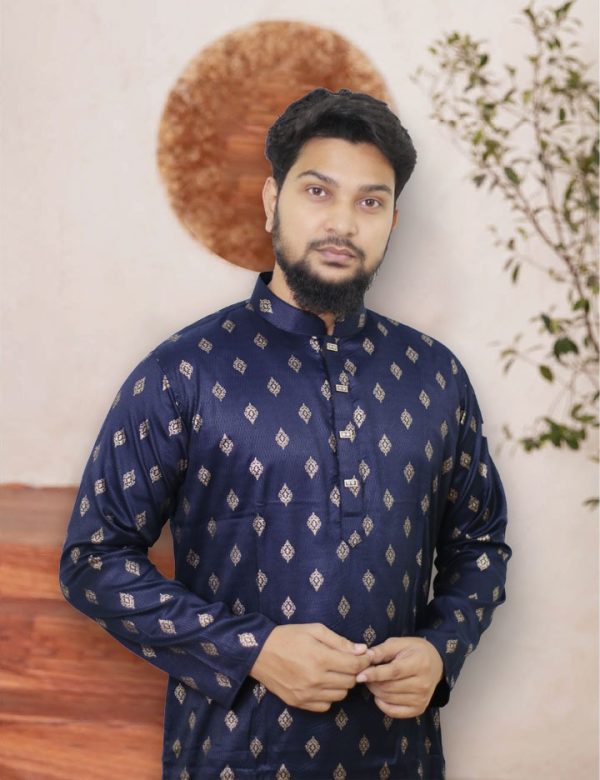 Exclusive Afsan Digital Printed Panjabi Navy Blue 102