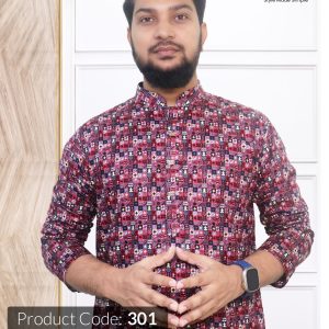 Exclusive Indigo Digital Printed Cotton Panjabi Maroon 301